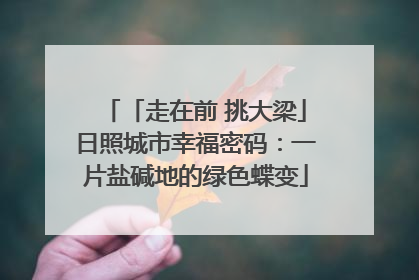 「走在前 挑大梁」日照城市幸福密码：一片盐碱地的绿色蝶变