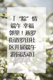 “粽”情端午 幸福邻里！燕罗街道罗田社区开展端午游园活动