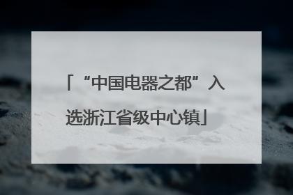 “中国电器之都”入选浙江省级中心镇