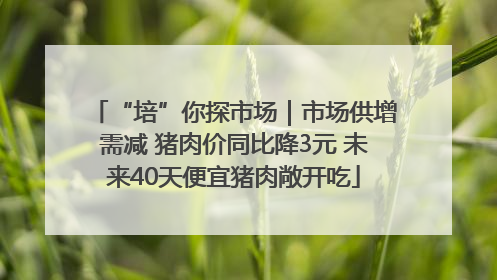 “培”你探市场｜市场供增需减 猪肉价同比降3元 未来40天便宜猪肉敞开吃