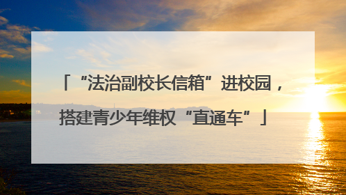 “法治副校长信箱”进校园，搭建青少年维权“直通车”