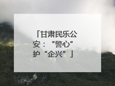 甘肃民乐公安：“警心”护“企兴”