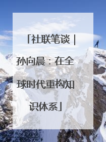 社联笔谈｜孙向晨：在全球时代重构知识体系