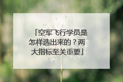 空军飞行学员是怎样选出来的？两大指标至关重要