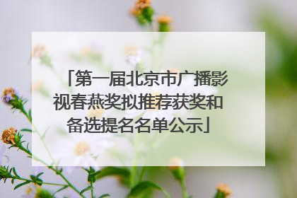 第一届北京市广播影视春燕奖拟推荐获奖和备选提名名单公示