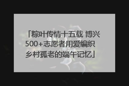 粽叶传情十五载 博兴500+志愿者用爱编织乡村孤老的端午记忆