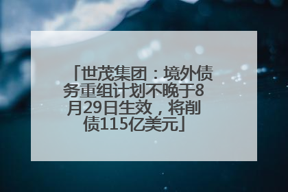 世茂集团：境外债务重组计划不晚于8月29日生效，将削债115亿美元