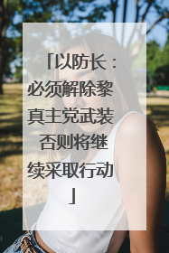 以防长：必须解除黎真主党武装 否则将继续采取行动