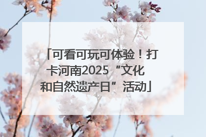可看可玩可体验！打卡河南2025“文化和自然遗产日”活动