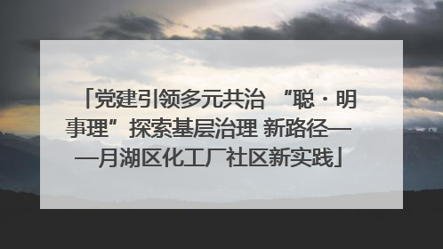 党建引领多元共治 “聪・明事理”探索基层治理 新路径——月湖区化工厂社区新实践