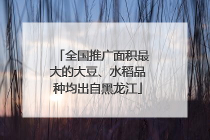 全国推广面积最大的大豆、水稻品种均出自黑龙江