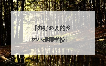 办好必要的乡村小规模学校