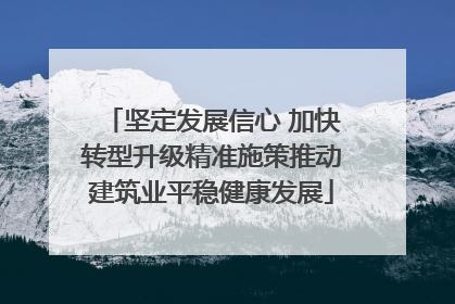 坚定发展信心 加快转型升级精准施策推动建筑业平稳健康发展