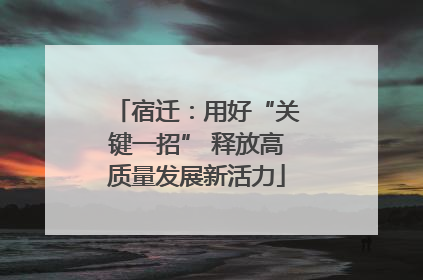 宿迁：用好“关键一招” 释放高质量发展新活力