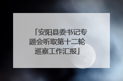 安阳县委书记专题会听取第十二轮巡察工作汇报