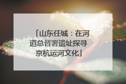 山东任城：在河道总督署遗址探寻京杭运河文化