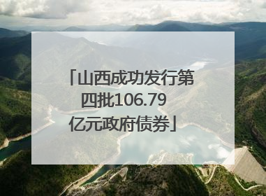 山西成功发行第四批106.79亿元政府债券