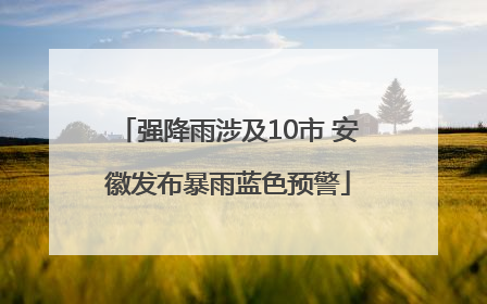 强降雨涉及10市 安徽发布暴雨蓝色预警