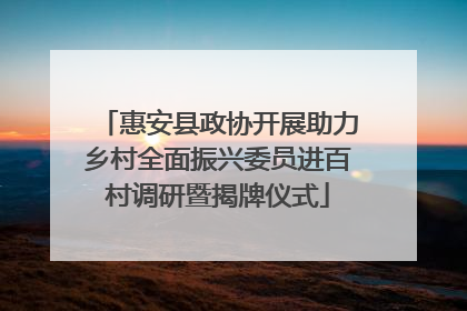 惠安县政协开展助力乡村全面振兴委员进百村调研暨揭牌仪式