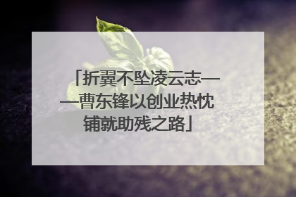 折翼不坠凌云志——曹东锋以创业热忱铺就助残之路