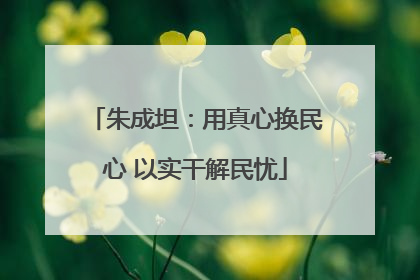 朱成坦：用真心换民心 以实干解民忧