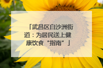 武昌区白沙洲街道：为居民送上健康饮食“指南”