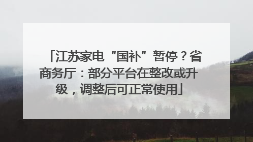 江苏家电“国补”暂停？省商务厅：部分平台在整改或升级，调整后可正常使用