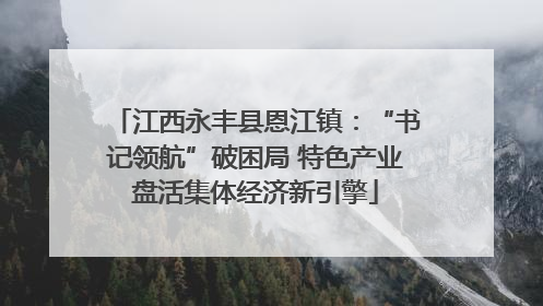 江西永丰县恩江镇：“书记领航”破困局 特色产业盘活集体经济新引擎