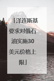泽连斯基要求对俄石油实施30美元价格上限