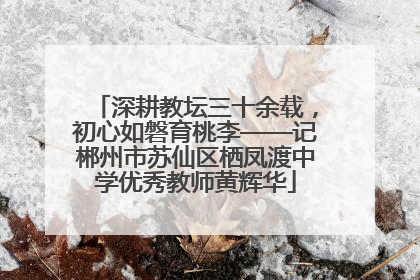 深耕教坛三十余载，初心如磐育桃李——记郴州市苏仙区栖凤渡中学优秀教师黄辉华