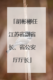 胡彬郴任江苏省副省长、省公安厅厅长