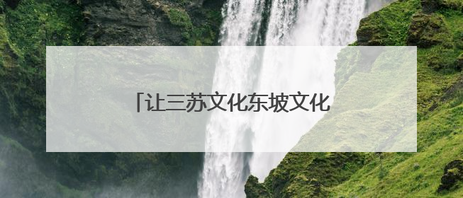 让三苏文化东坡文化焕发新的时代华彩