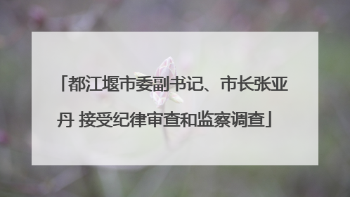 都江堰市委副书记、市长张亚丹 接受纪律审查和监察调查