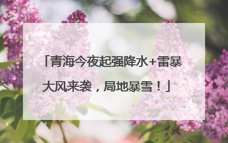 青海今夜起强降水+雷暴大风来袭，局地暴雪！