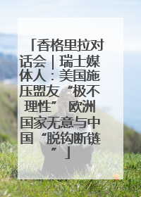 香格里拉对话会｜瑞士媒体人：美国施压盟友“极不理性” 欧洲国家无意与中国“脱钩断链”