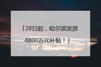 28日起，哈尔滨发放4800万元补贴！