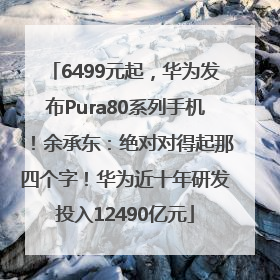 6499元起，华为发布Pura80系列手机！余承东：绝对对得起那四个字！华为近十年研发投入12490亿元